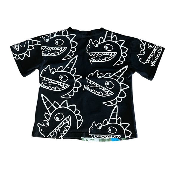 Lola + The Boys Black Dinosaur Graphic T-Shirt Size 8 - Picture 2 of 7